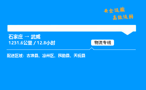 石家莊到武威物流專線-專業承攬石家莊至武威貨運-保證時效